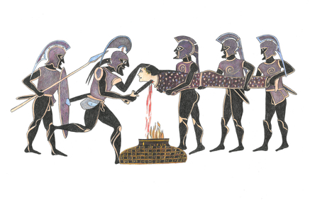 Scéna obětování Polyxéné z řecké mytologie